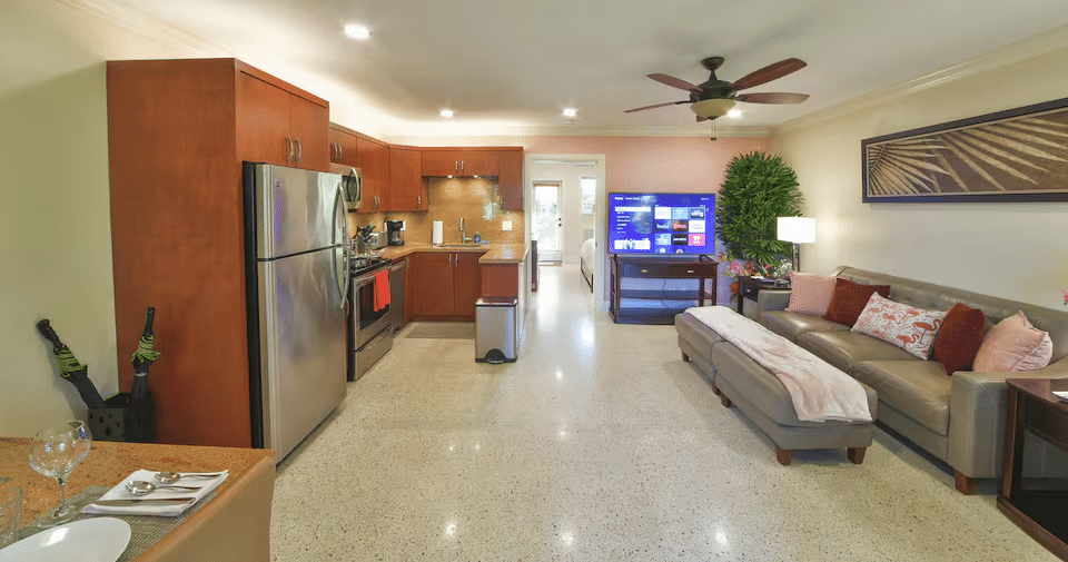 Paradise Vacation Suites - Kitchen and Living Room
